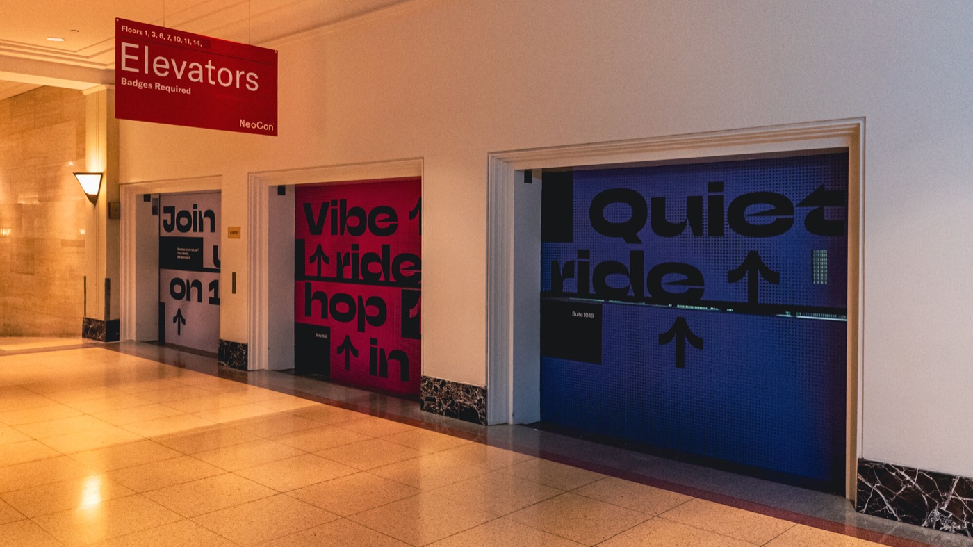 Branded environmental graphics in a commercial space